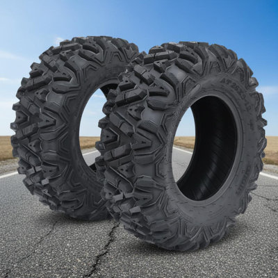 2 pneus tout-terrain sans chambre à air AT20x11-9-H pour VTT/SSV. Pneus de remplacement à 6 plis pour la boue et les sentiers hors route. Compatible avec les roues de 9 pouces.
