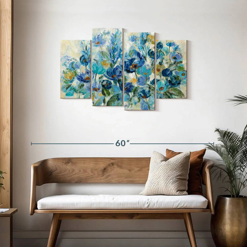 Fleurs bleues Avery, H 27 po x l 43 po