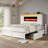 Sherell 57'' Farmhouse Queen Size Bed Frame with Non-Heating Fireplace&LED Light&4  Drawers,White-2126861122-2126861121