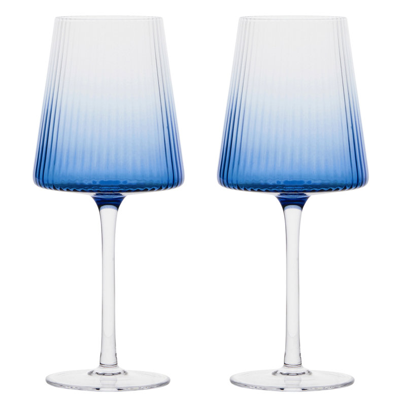 Empire 450ml Handmade Wine Glass Set, Blue