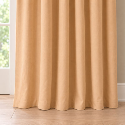 Umber Solid Linen Cotton Light Filtering Curtain Panel with Rod Pocket Back Tabs