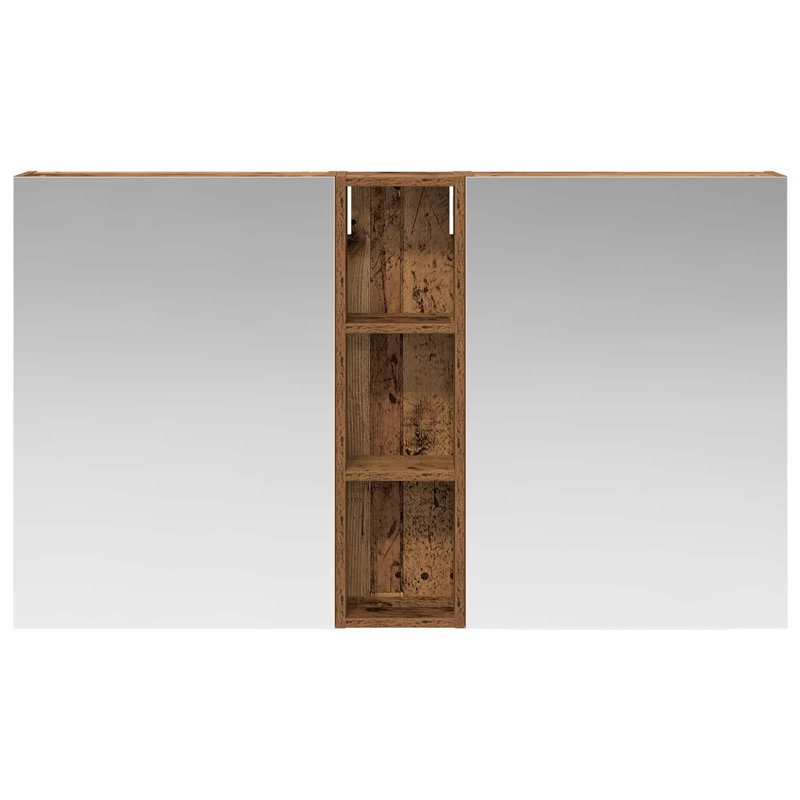 Mirrored Bathroom Cabinets with Mirror and 6, 70cmH x 120cmW x 14.5cmD, Dark Brown