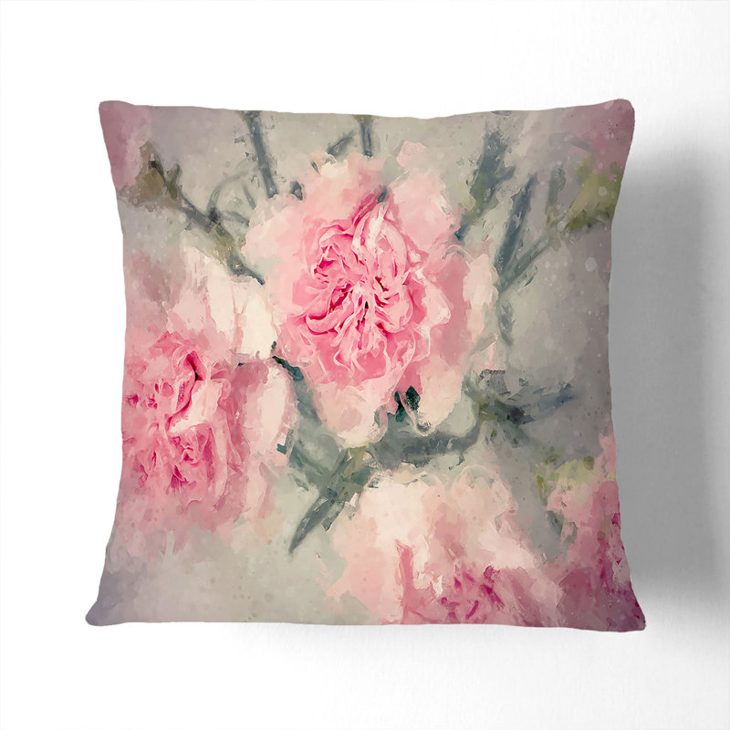 Floral Square Throw Cushion, 40cm H x 40cm W x 15cm D
