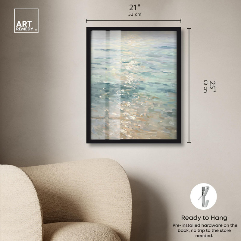 «Sea Sunset Coastal Decor Shadowbox» par Art Remedy, H 25 po x l 21 po, Noir