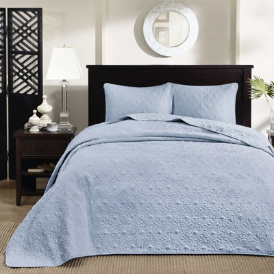 Courtepointe réversible bleue pour lit simple / simple TG - literie polyvalente tout au long de l'année. Doublure en coton prélavé. . Avec et deux taies décoratives. Lavable à la machine. Microfibre mélangée en été. Chaleur. Regardez.