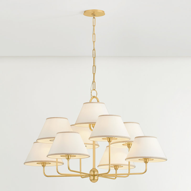 Durland Chandelier in Aged Brass, 25" H x 40.5" W x 40.5" D, 9 Lights