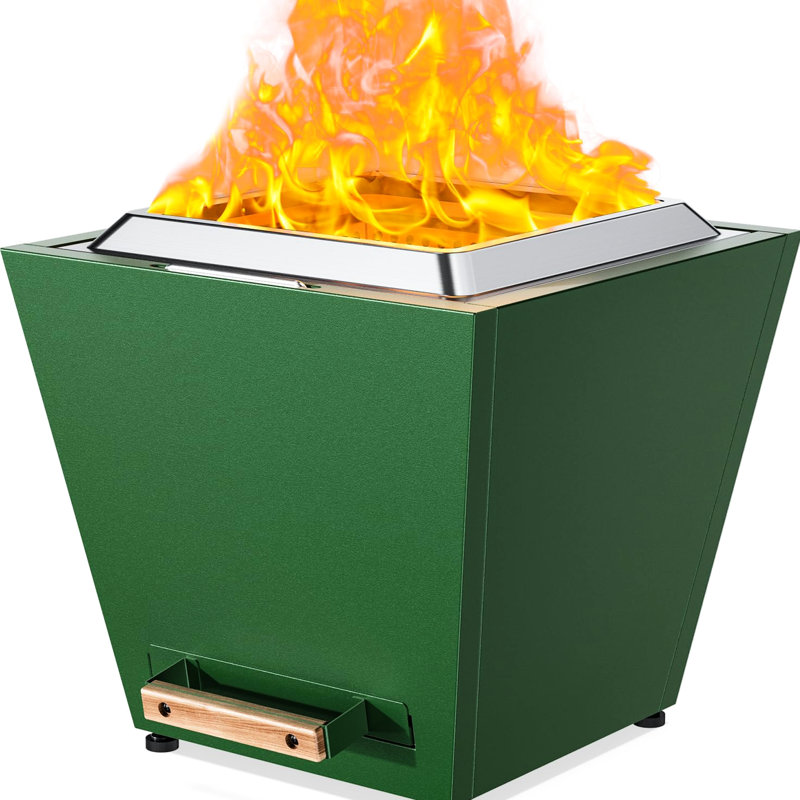 Foyer d'extérieur sans fumée de 20 po Portable avec bac à cendres en acier inoxydable, Green, 19.14" H x 20.22" W x 19.87" D