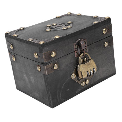 Boîte de rangement rétro en bois avec serrure à combinaison rétro organisateur de bijoux pour souvenirs photos