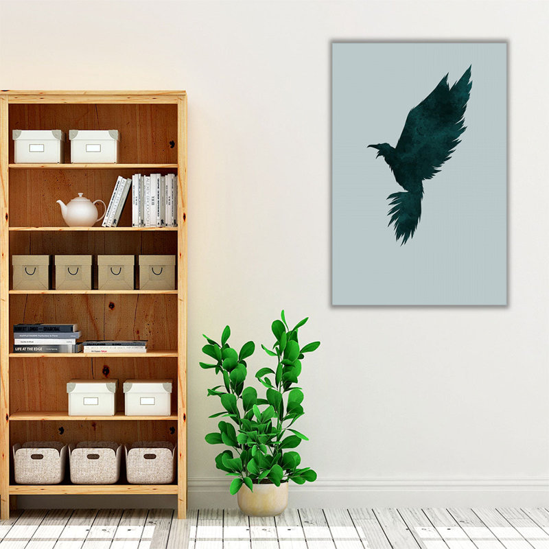 Corbeau - reproduction d'art sur toile, H 30 po x l 20 po