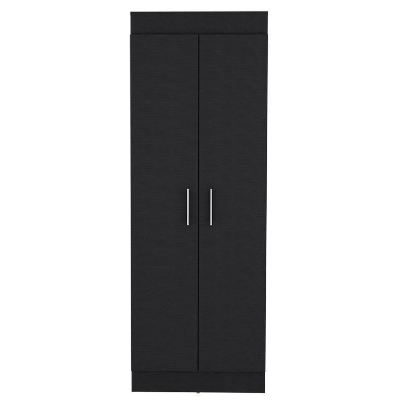 Armoire de garde-manger, conception à 2 portes peu encombrante avec plusieurs tablettes, Noir