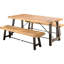 Table et bancs d'extérieur en bois avec base en lattes classiques