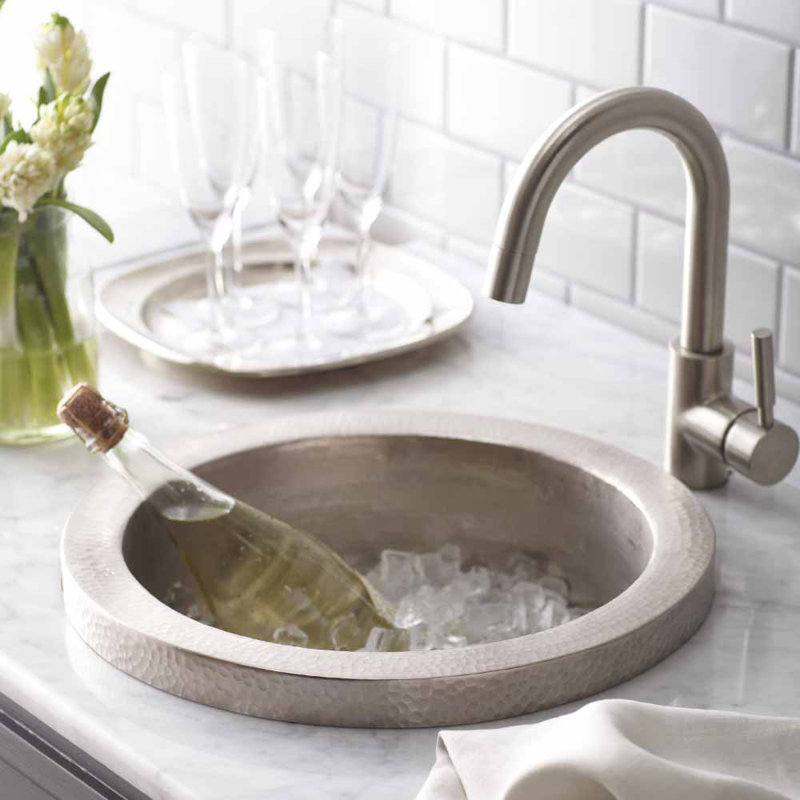Mojito 16" L x 16" W Drop-In Kitchen Sink, Brushed Nickel