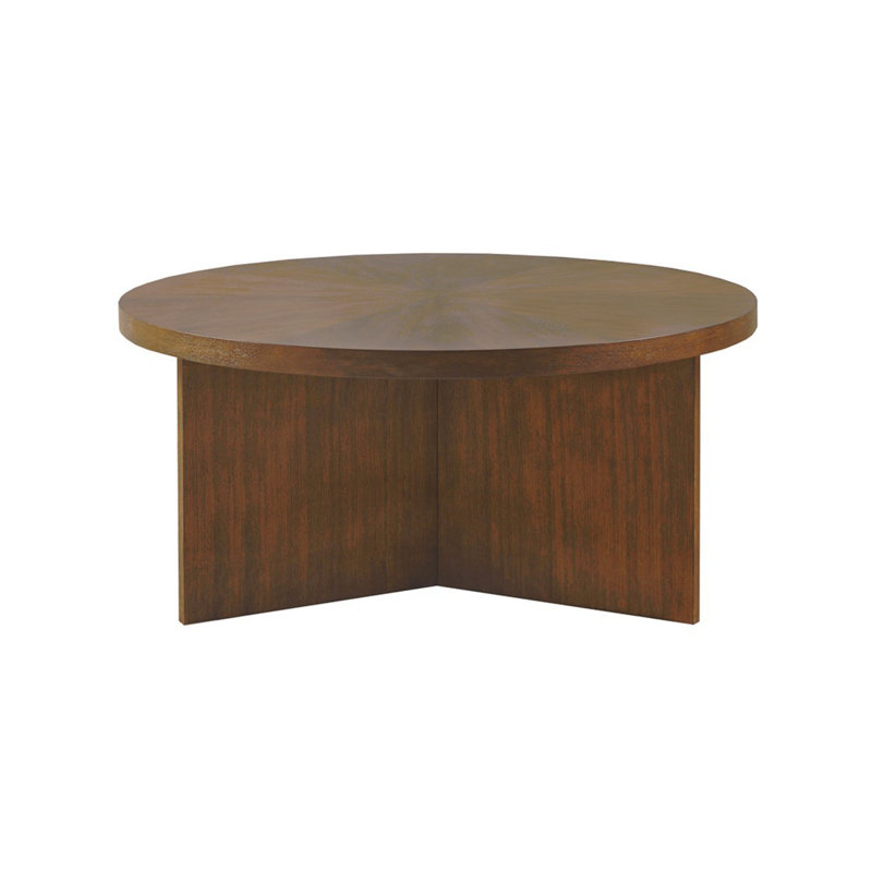 1 table basse ronde ci-dessous, Brun