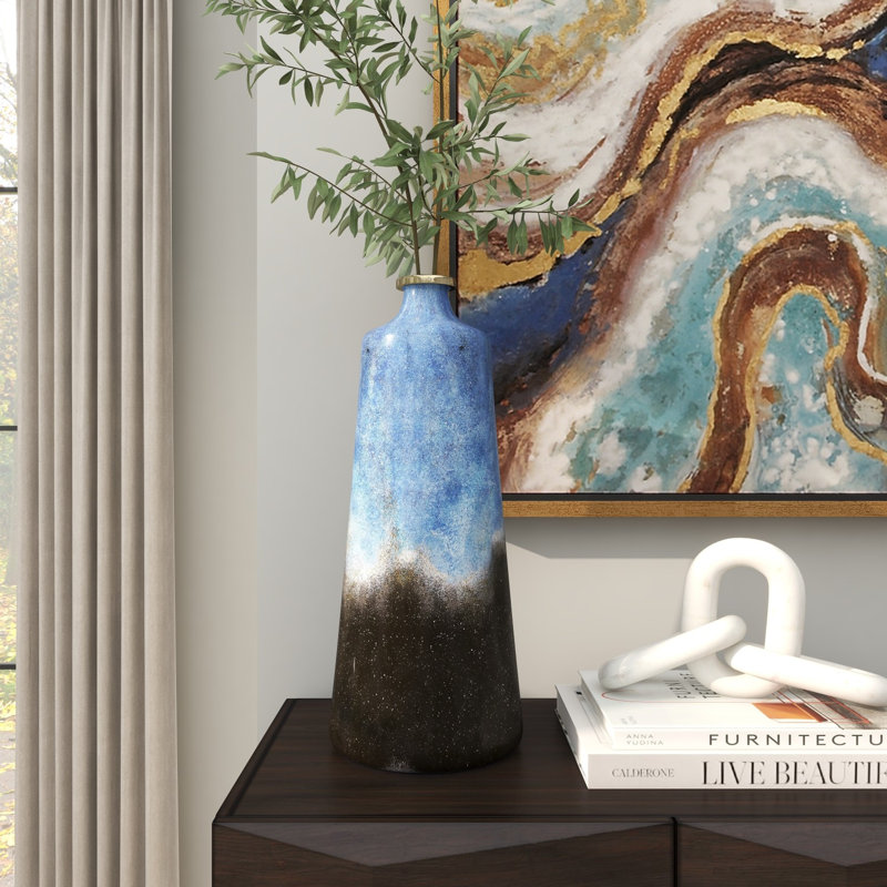 Vase de table en verre Deepanshi, H 19,95 po x l 8,45 po x P 8,45 po