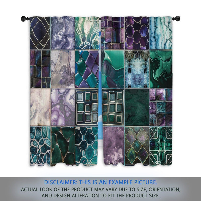 Rideaux de mosaïque à carreaux et rideaux multicolores - 2 panneaux, L 20 po x L 82 po
