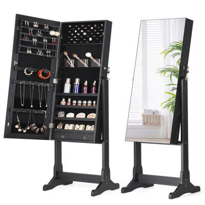 Miroir verrouillable organisateur de bijoux - Solution de rangement élégante pour femmes