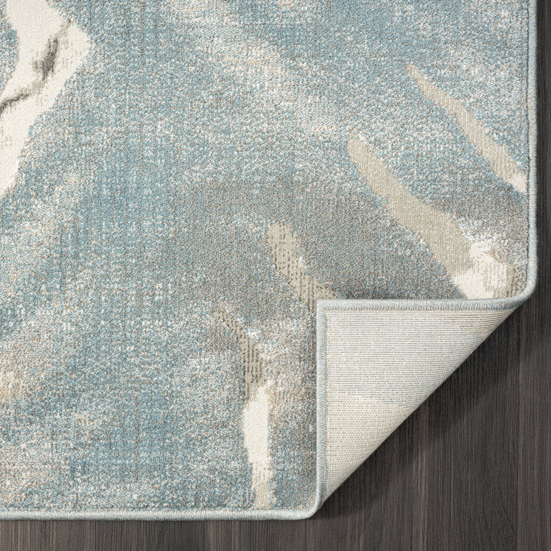 Tapis bleu / cendre Serengeti Zebra Melange, Rectangle 3 pi 11 po x 5 pi 7 po