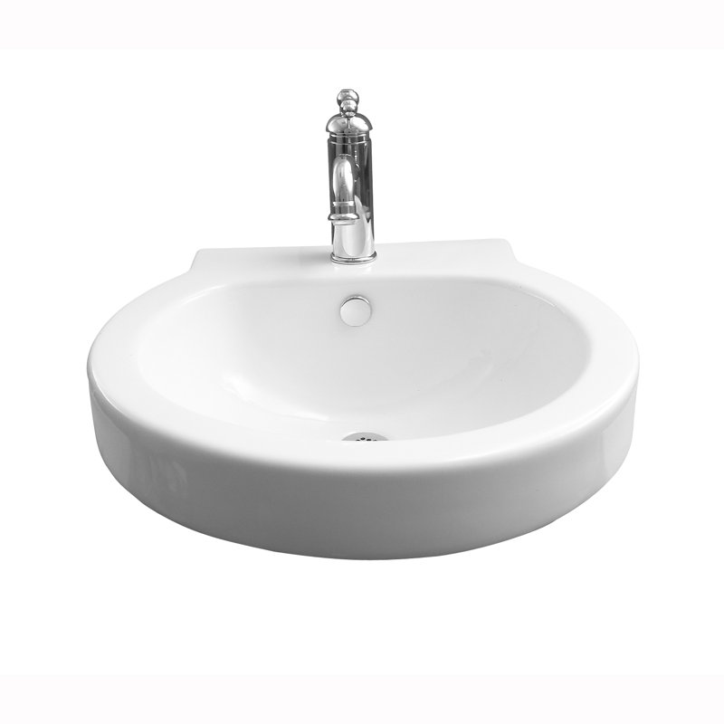 Lavabo de salle de bain mural blanc en porcelaine vitrifiée, 4" Centerset