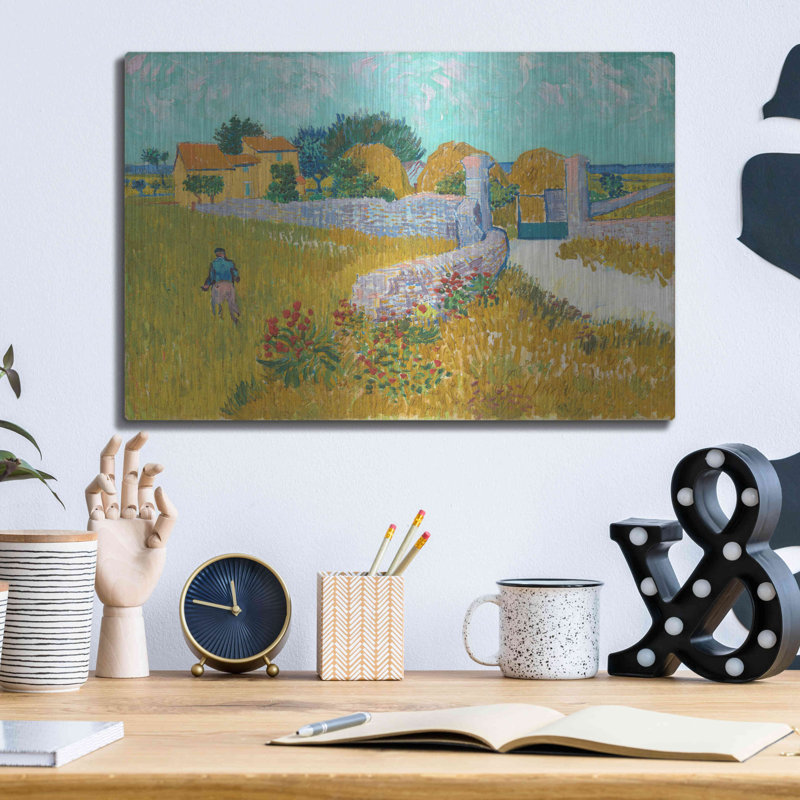 «Farmhouse In Provence» par Vincent Van Gogh, art mural en métal, 16 po x 12 po, H 12 po x l 16 po