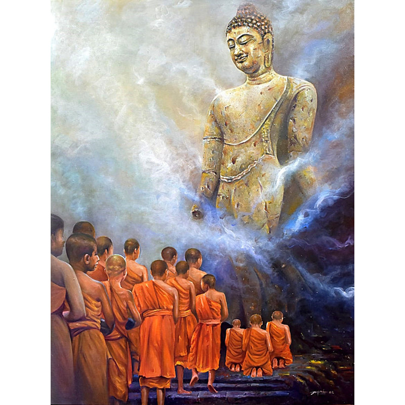 Bouddha prêchant | Acrylique sur toile | Peinture de Jugal Sarkar