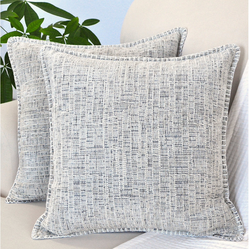 Oveesha Cream White Chenille Square Throw Pillow Covers, 20" x 20" (Set of 2)