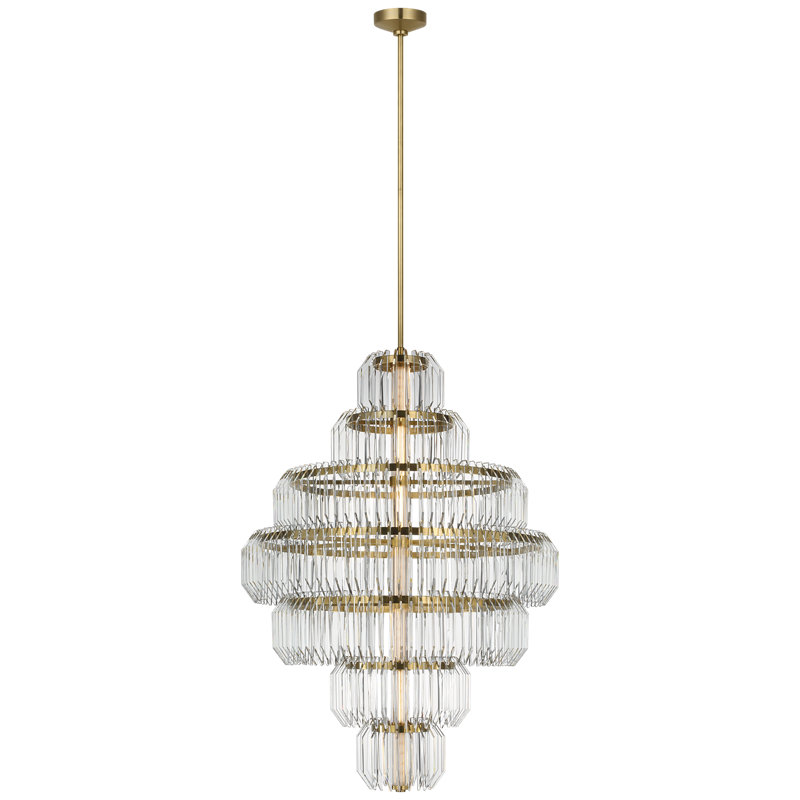 Waterford Killarney 32" Layered Chandelier with Clear Crystal, Natural Brass