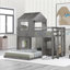 Lit superposé en bois, lit mezzanine avec maisonnette-2103177660