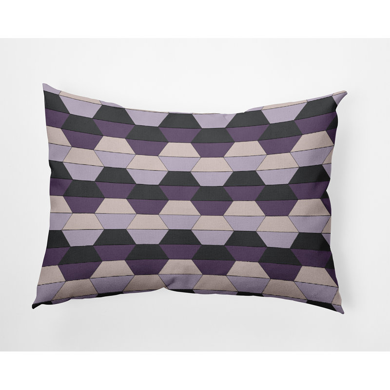 Reversible Throw Pillow, Purple/Black Geometric