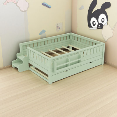Bibliothèque intégrée et petit escalier, rails de sécurité de haute qualité et lit gigogne