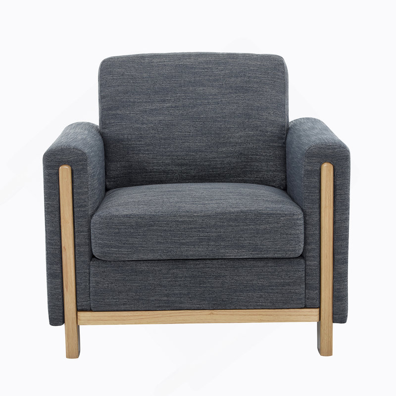 Fauteuil rembourré en tissu Harmonia, Gris anthracite