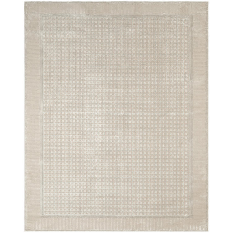 Nordic Power Loom Polyester Geometric Area Rug in Beige