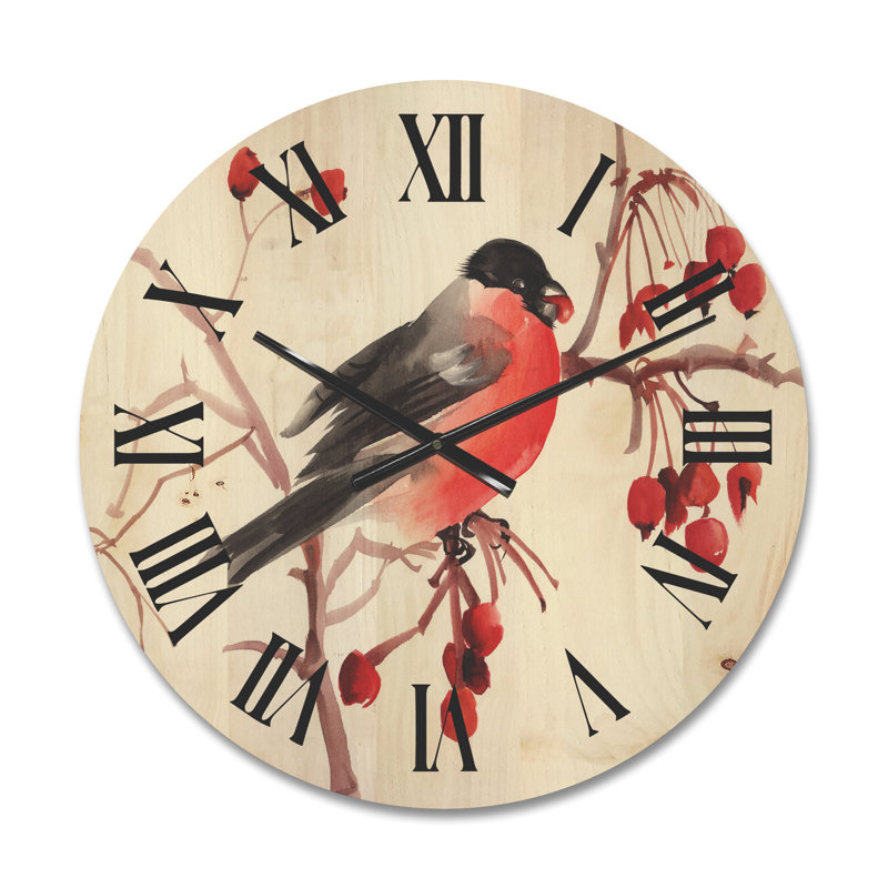 Horloge murale bouvreuil sur une branche, Moyenne