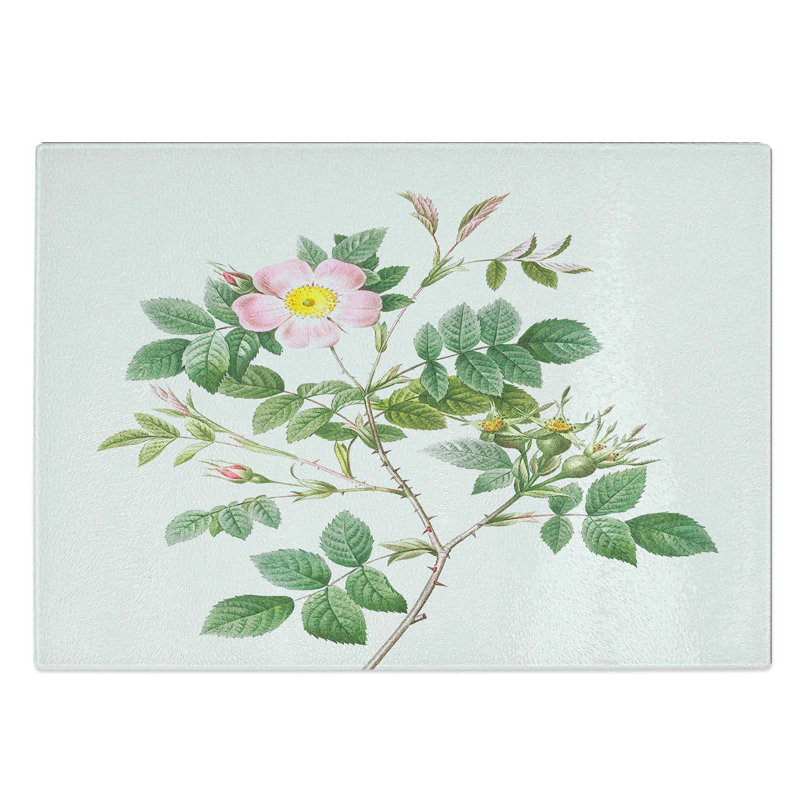 Glass Malmedy Rose in Pink by Pierre-Joseph Redoute Chopping Board, 39 cm W x 28.5 cm L