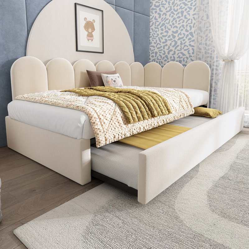 Lit de jour rembourré avec lit escamotable, Beige