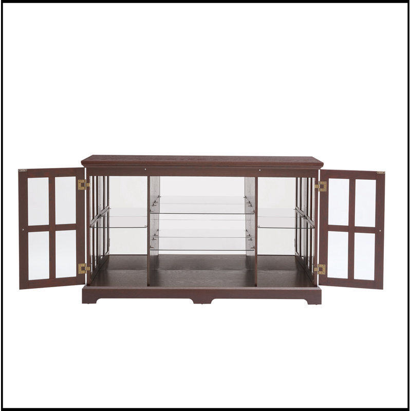 Meuble Ethridge avec 2 portes vitrées et 2 tablettes ajustables, Cherry
