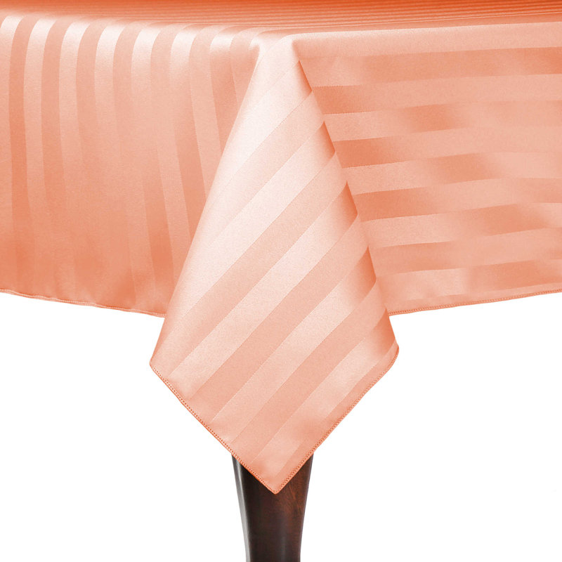 Ultimate Textile Satin Stripe Rectangular Tablecloth, 10, Peach, 120" x 54"