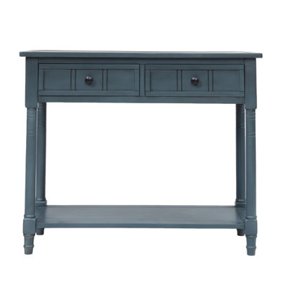 Daisy Series Console Table Traditional Design With Two Drawers And Bottom Shelf (Navy)