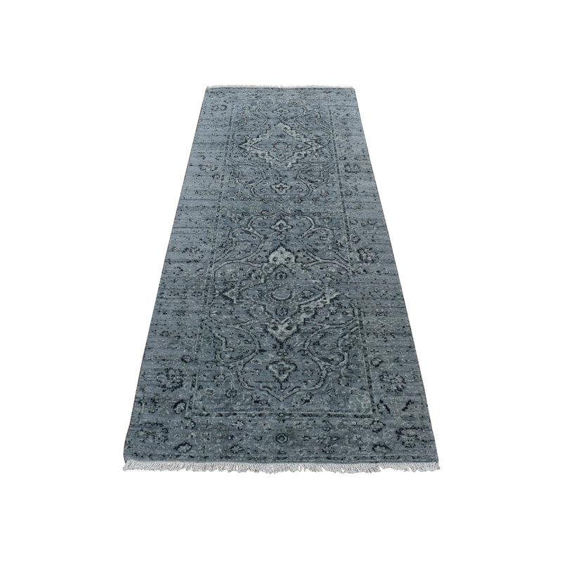 Tapis de couloir gris en laine noué à la main 2 pi 9 po x 7 pi 10 po 6381DE8BEA8C4A72934D1510ada6E6C2