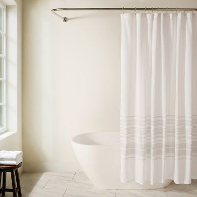 Rideau de douche à rayures en mélange de coton