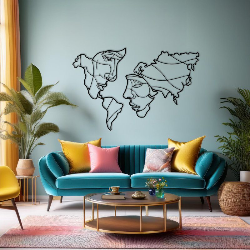 Carte du monde décorative en métal