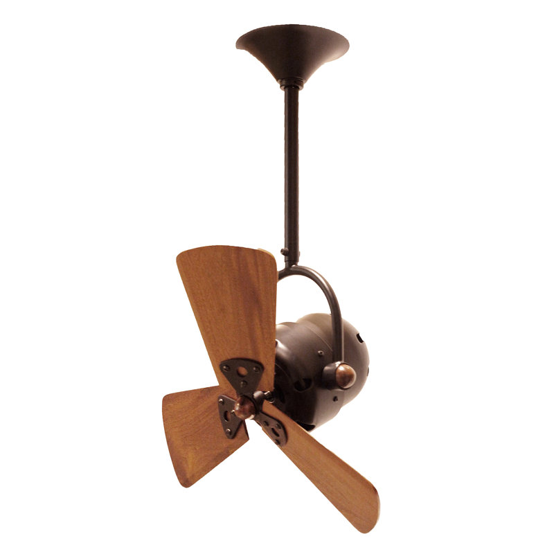 16" Bianca Direcional 3 Blade Ceiling Fan, Bronzette, 5" Downrod, Mahogany