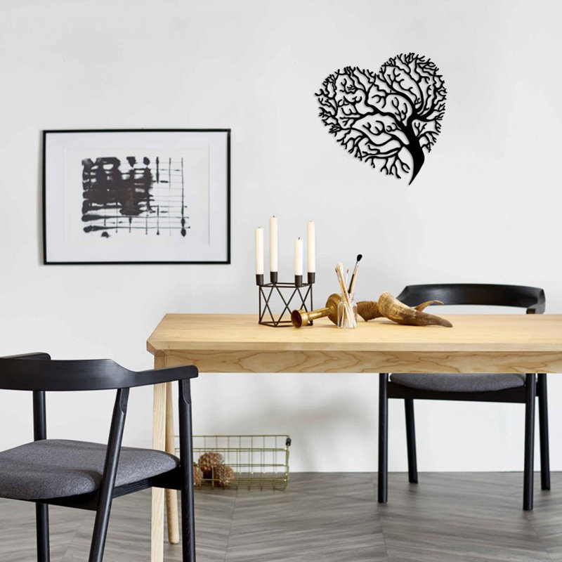 Elegant Decorative Metal Wall Accessory, Black Finish, 27.6 x 27.6 inches | 100% Metal Construction, Thickness: 0.06 inches | Easy to Hang Design, Perfect for Modern Home Décor & Stylish Interiors