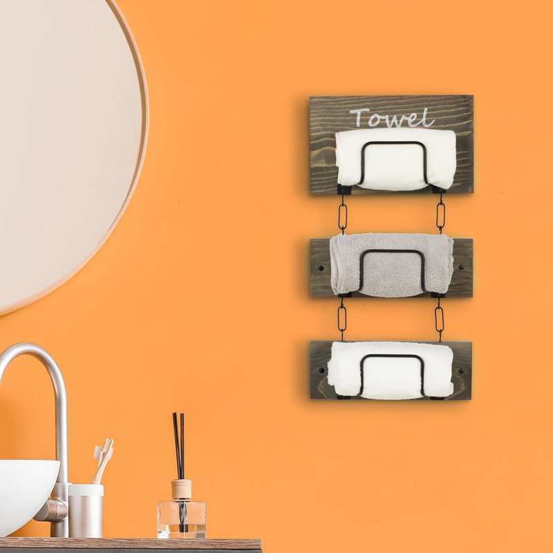 Wood 3 Wall Towel Rack