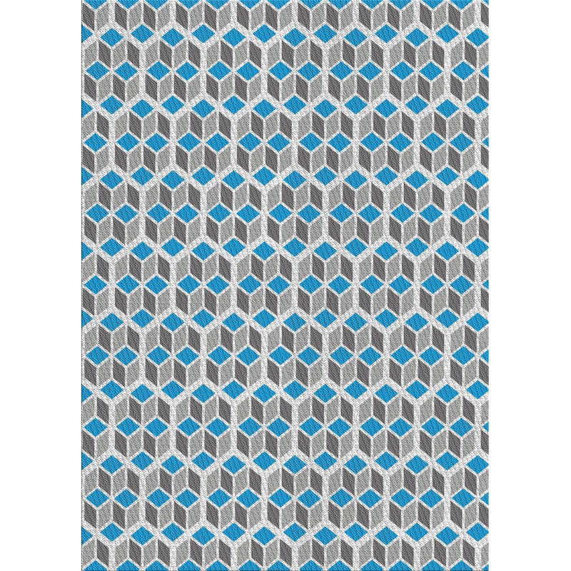 Tapis gris/bleu ciel à motifs, Rectangle 5 pi x 7 pi