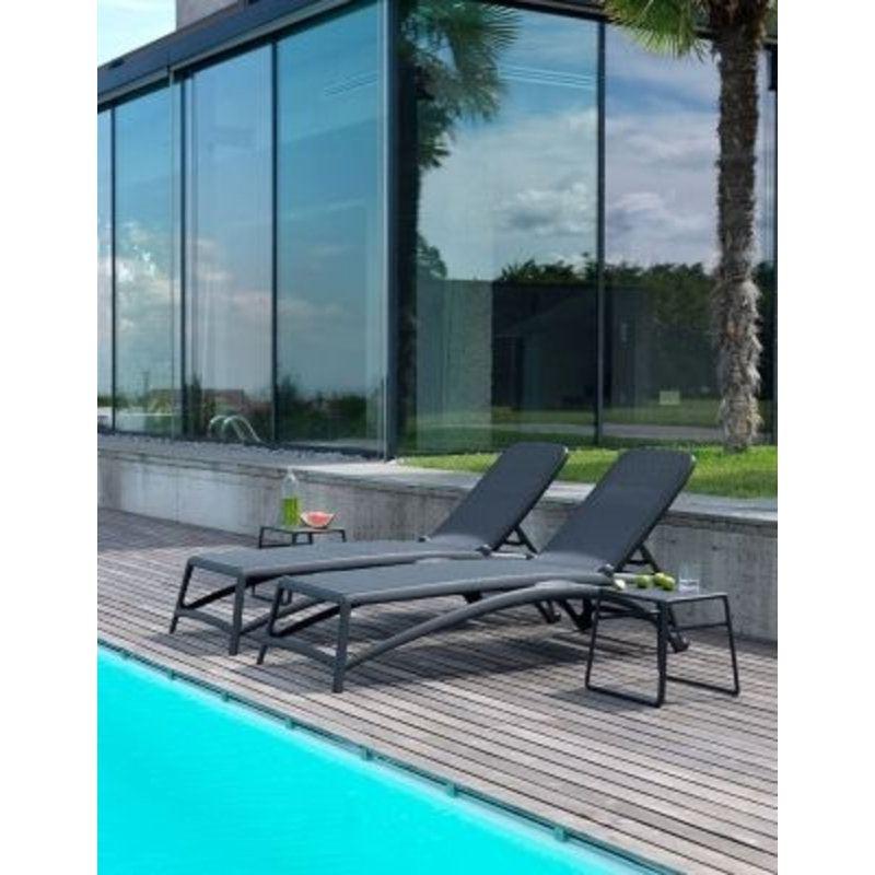 Atlantico Outdoor Chaise Lounge, Antracite/Antracite