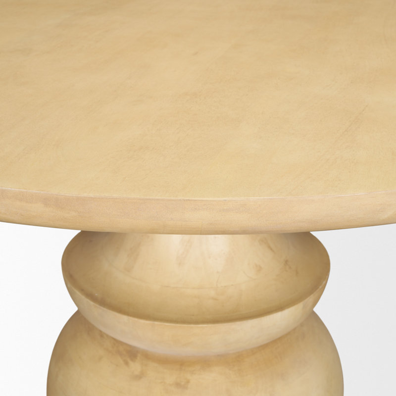 Ab Round Solid Wood Dining Table, Brown
