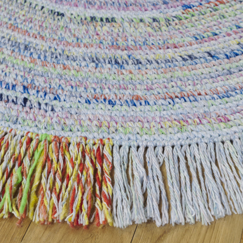 Abdus Renewal Handwoven Pet Yarn Rug, Round 5'