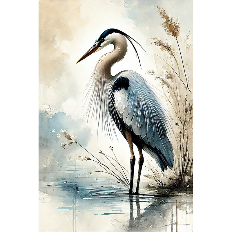 «Elegant Blue Heron», reproduction d'art sur toile, H 36 po x l 24 po x P 1,5 po