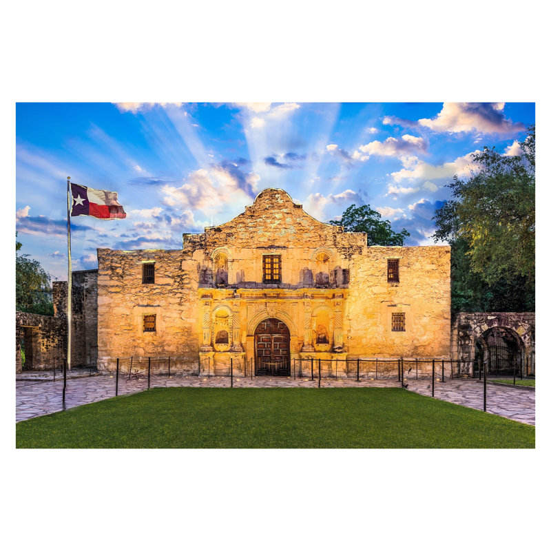 Art mural en verre trempé sans cadre Alamo San Antonio - 60 po x 40 po