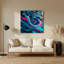 Abstrait art fluide en métal bleu 44-108667504